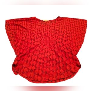 The Addison Story Anthropologie Red/Orange Lace Poncho Style Top Size M EUC